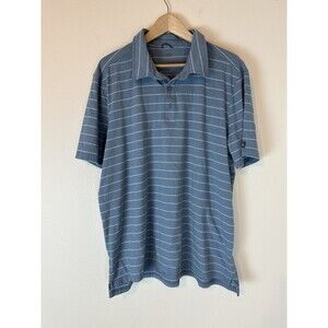 Aftco Pima Cotton Shirt Polo Mens XL Blue Striped Short Sleeve Stretch